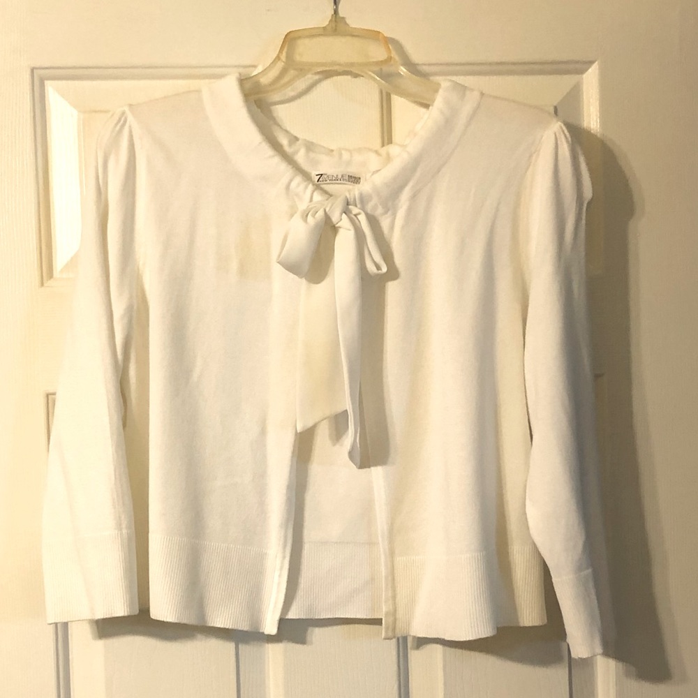 COPY - NY&CO white open front bowtie cardigan, Sz…